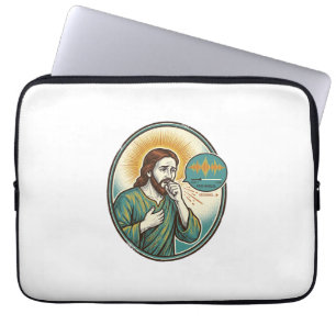 Jesus hustet mittlere Sprachnotiz Audio-Nachricht Laptopschutzhülle