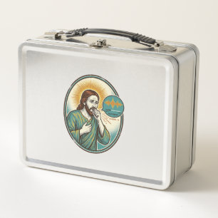 Jesus hustet mittlere Sprachnotiz Audio-Nachricht  Metall Brotdose