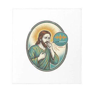 Jesus hustet mittlere Sprachnotiz Audio-Nachricht Notizblock