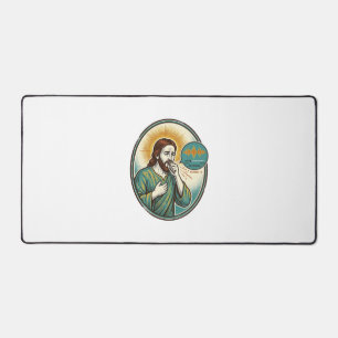 Jesus hustet mittlere Sprachnotiz Audio-Nachricht Schreibtischunterlage