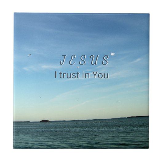 Jesus I Trust in You SKy Artwork Fliese (Vorderseite)