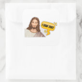 Jesus, ich sah das quadratischer aufkleber (Tasche)