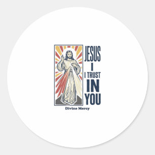 Jesus ich vertraue auf dich Divine Mercy Shirt Des Runder Aufkleber