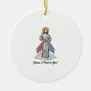 Jesus, ich vertraue auf dich Vintage-Stickerei-Shi Keramik Ornament