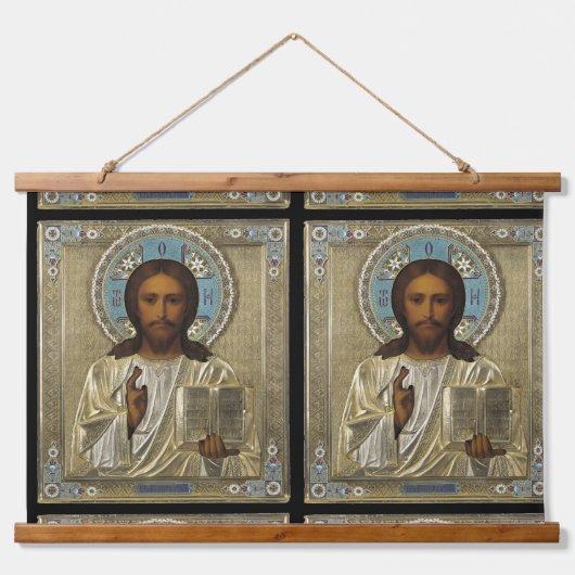 JESUS ICON WANDTEPPICH MIT HOLZRAHMEN (Vorne)