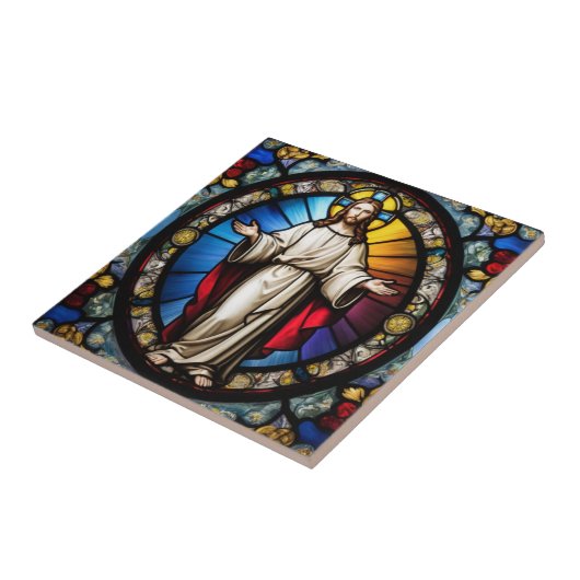 Jesus im Buntglasstil Fliese (Seite)