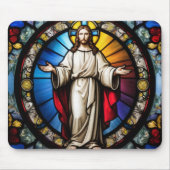 Jesus im Buntglasstil Mousepad (Vorne)