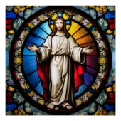 Jesus im Buntglasstil Poster (Vorderseite)
