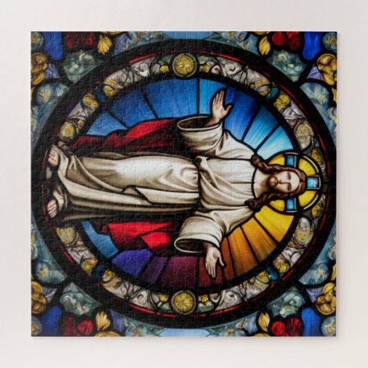 Jesus im Buntglasstil Puzzle (Horizontal)