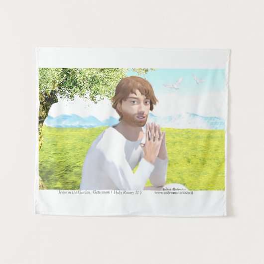 Jesus im Garten (Getsemani) Wandteppich (Vorderseite (Horizontal))
