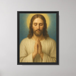 Jesus im Gebet mit Golden Halo Leinwanddruck