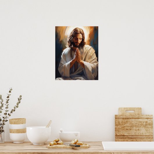Jesus im Gebet Poster (Küche)
