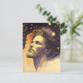 Jesus im Kosmos von Mucha AI Generated Art Postkarte (Stehend Vorderseite)