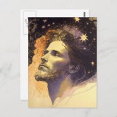 Jesus im Kosmos von Mucha AI Generated Art Postkarte (Vorne/Hinten)