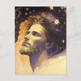 Jesus im Kosmos von Mucha AI Generated Art Postkarte