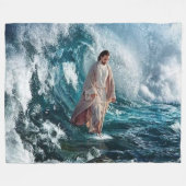 JESUS im OZEAN Fleecedecke (Vorderseite (Horizontal))