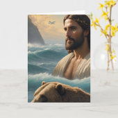 Jesus im Ozean mit einem Bären Karte (Gelbe Blume)