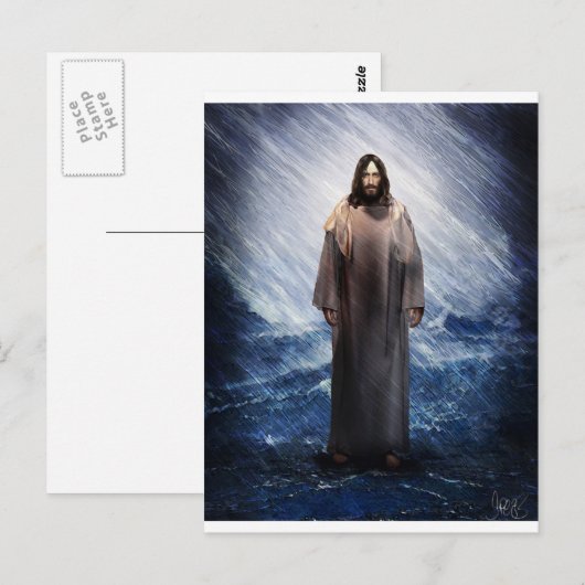 Jesus im Sturm Postkarte (Vorne/Hinten)