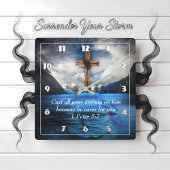 Jesus im Wasser 1 Peter 5:7 Quadratische Wanduhr