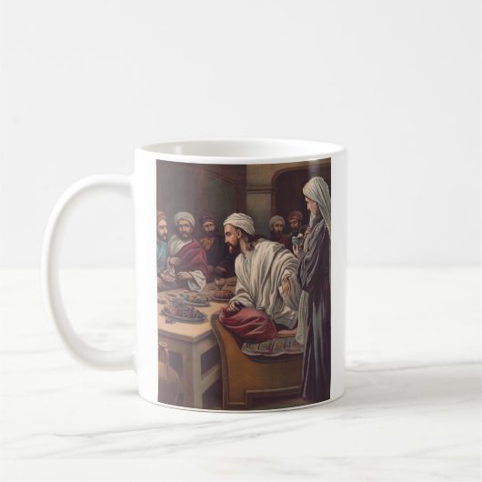 Jesus in Bethany gesalbt Kaffeetasse (Links)