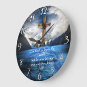 Jesus in dem aufbrechenden Wasser Johannes 3:16 Große Wanduhr (Winkel)