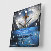 Jesus in den aufwühlenden Wasser Römer 6:23 Quadratische Wanduhr (Winkel)