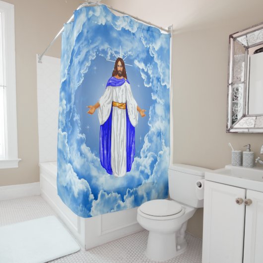 Jesus in den Wolken Duschvorhang (Beispiel)
