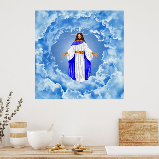 Jesus in den Wolken Poster (Küche)