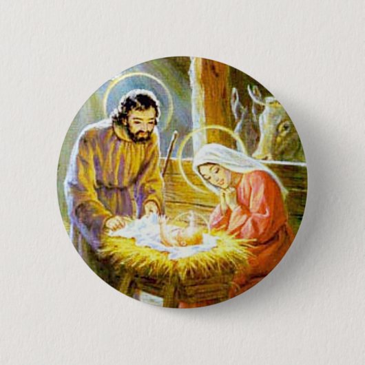 Jesus in der Krippen-WeihnachtsGeburt Christi Button (Vorderseite)