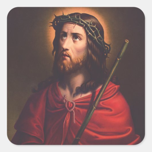 Jesus in Dornenkronen Quadratischer Aufkleber (Vorderseite)