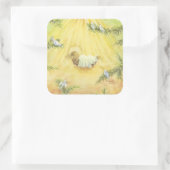 Jesus in Gefahr mit Doves Weihnachtskleber Quadratischer Aufkleber (Tasche)