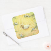 Jesus in Gefahr mit Doves Weihnachtskleber Quadratischer Aufkleber (Umschlag)