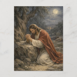 Jesus in Gethsemane Gebets-Postkarte – Trost Postkarte