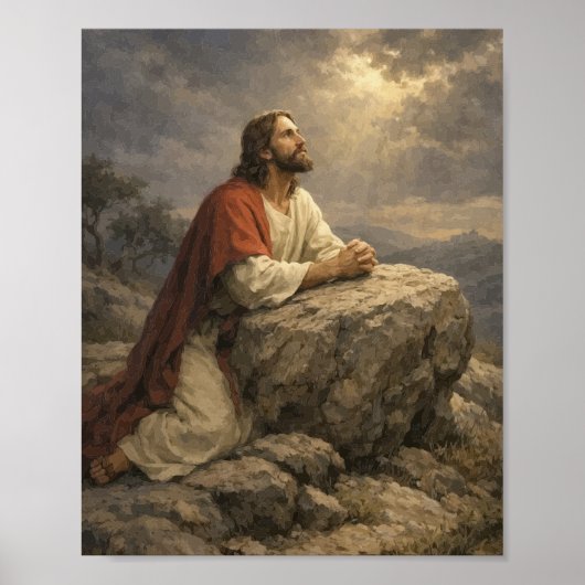 Jesus in Gethsemane Gebetsplakat – Friedlich Poster (Vorne)