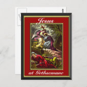 Jesus in gethsemane Rot- und Goldrahmen Postkarte (Vorne/Hinten)