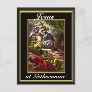 Jesus in gethsemane Schwarz und Gold Rahmen Postkarte