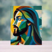 Jesus in green cubism 6 acrylschild (Neutral)