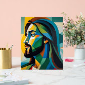 Jesus in green cubism 6 acrylschild (Hochzeit)