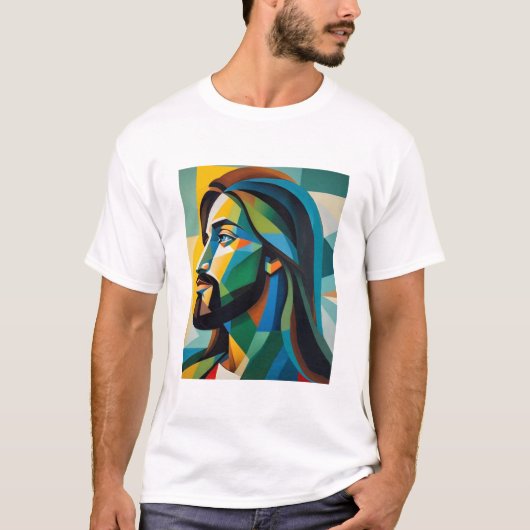 Jesus in green cubism 6 T-Shirt (Vorderseite)