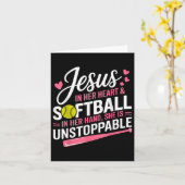Jesus in ihrem Herzen und Softball in ihrer Hand S Karte (Gelbe Blume)