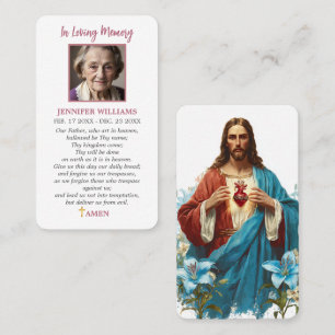 Jesus in Lilien Gebetskarte Heiligstes Herz Jesu Visitenkarte