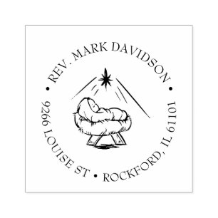 Jesus in Manger Weihnachts-Star Religious Gummistempel