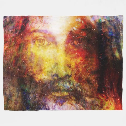 JESUS IN MULTI FARBE FLEECEDECKE (Vorderseite (Horizontal))