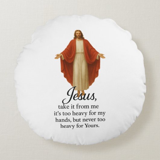 Jesus in Red and White Rundes Kissen (Vorderseite)