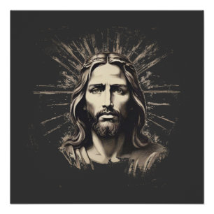 Jesus in Schwarz-Weiß-Schablone 1 Poster