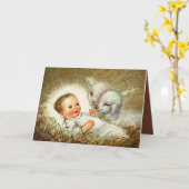 Jesus in the Manger with Sheep Karte (Gelbe Blume)