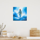 Jesus In The ocean Poster Print (Küche)