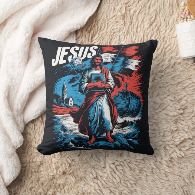 Jesus inmitten von Gewittern des Glaubens und der  Kissen (Decke)