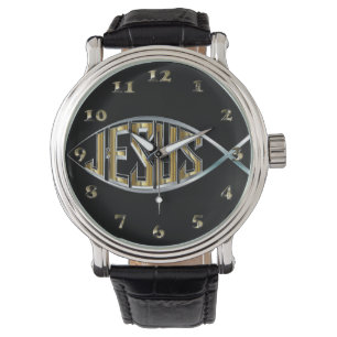 Jesus innerhalb eines Fisch-Symbols Armbanduhr