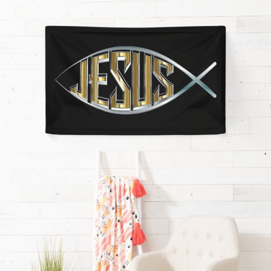Jesus innerhalb eines Fisch-Symbols Banner (Insitu)